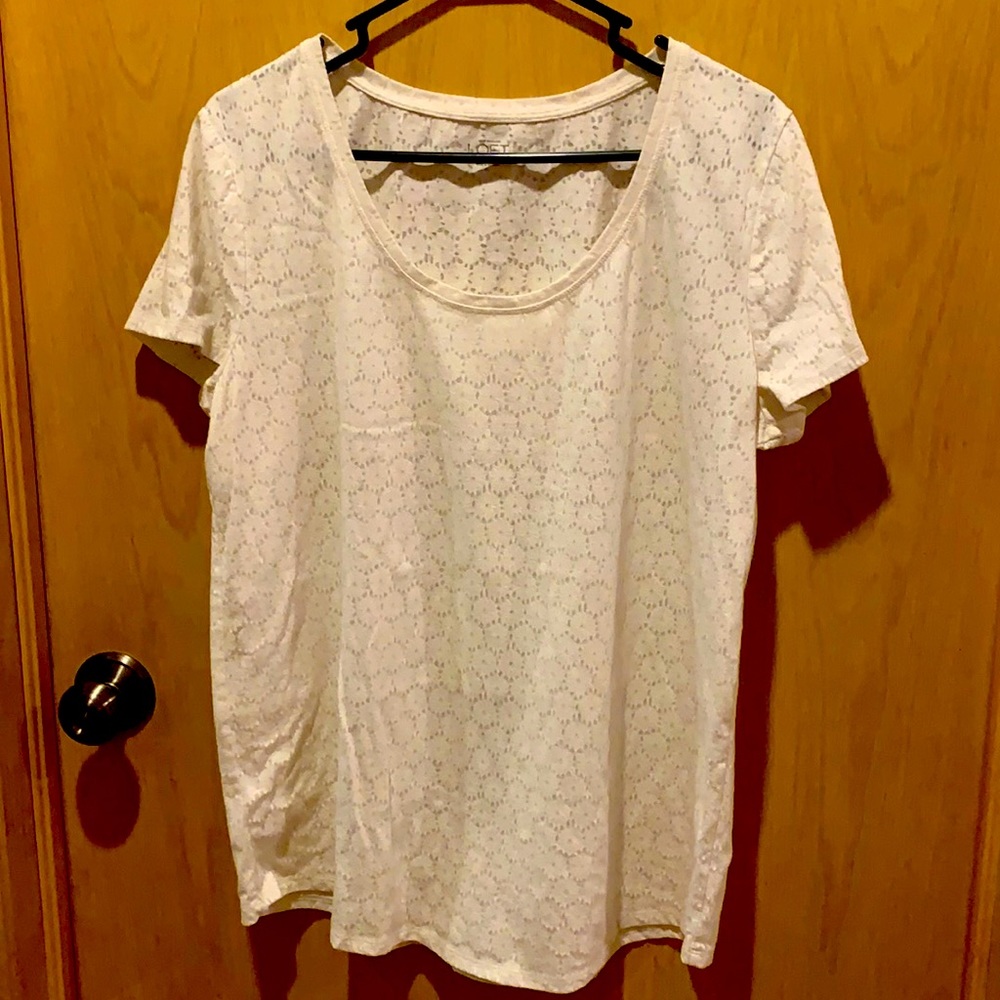 Loft extra-large white flower print shirt